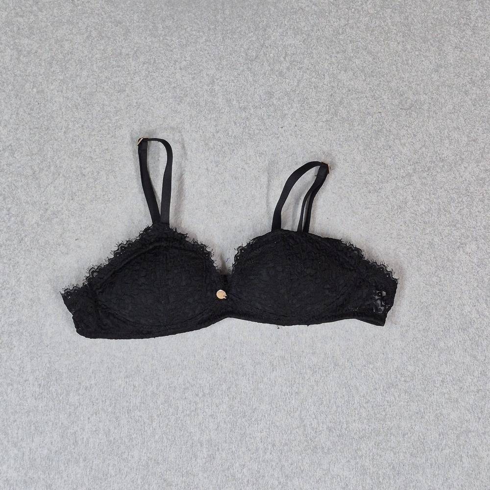 Aerie Women Bra 34AA Black Bralette Underwired Lace Strap